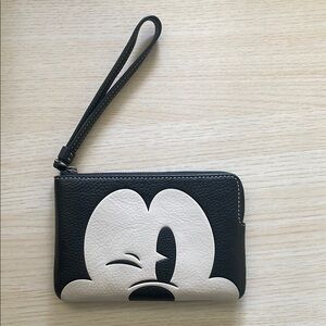 Disney X Coach Corner Zip Wristlet With Wink Mickey Mouse